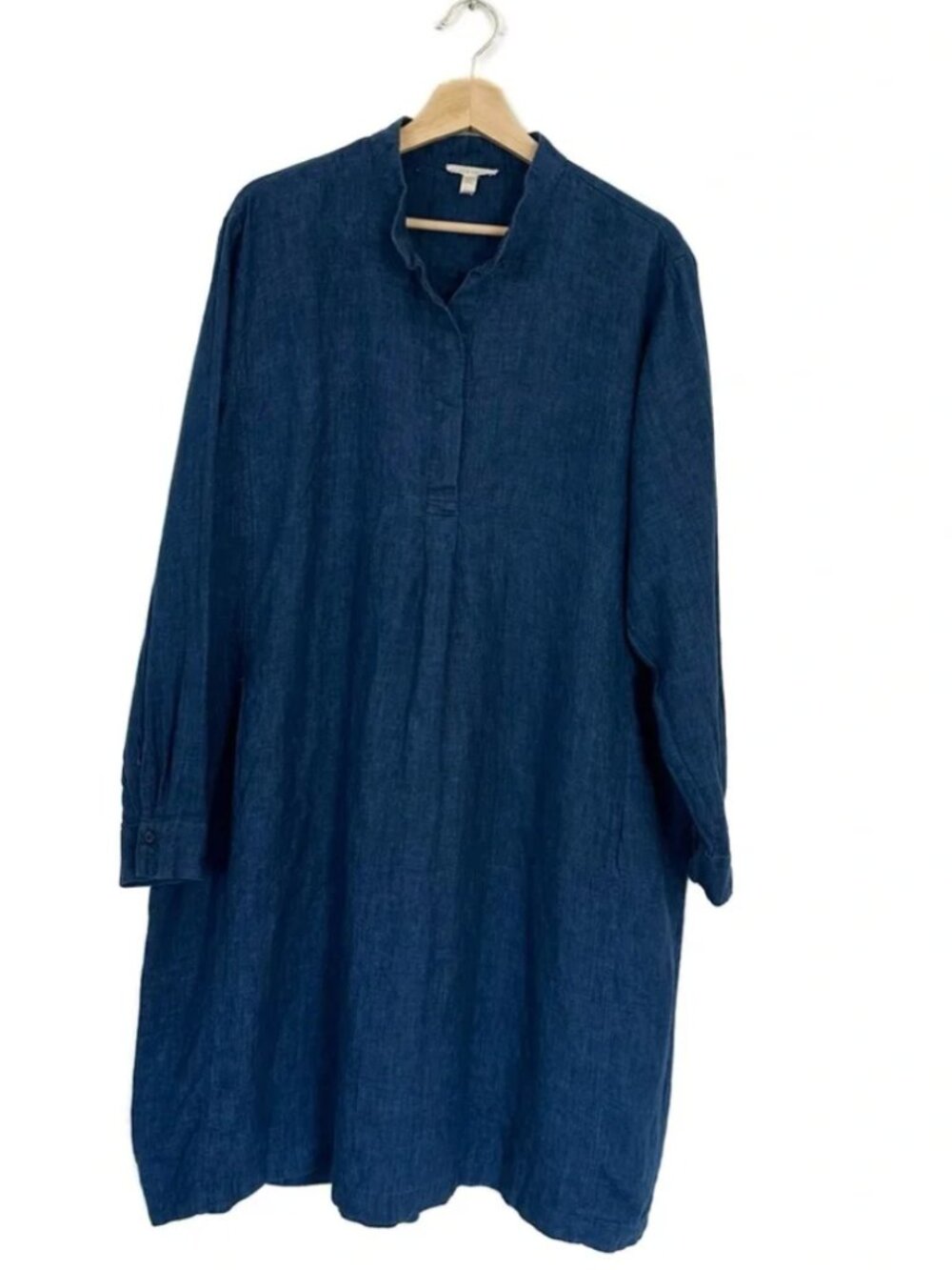 Eileen Fisher 100% Linen Tunic Dress | Indigo Blue | Size XL | Side Pockets - Picture 2 of 6